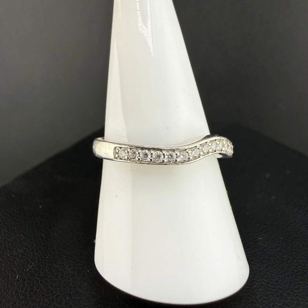 Vintage QVC Epiphany Sterling Silver Band Ring CZ Size 9